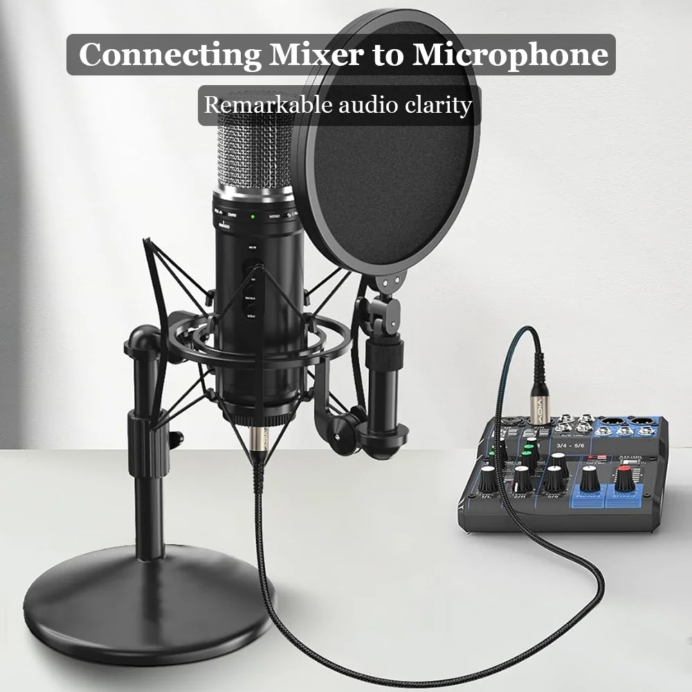 XLR Microphone Cable 3 Pin Mic Cable Male To Female Balanced Cord for Microphone Mixer Recoding Studio Amplifier Podcast Etc