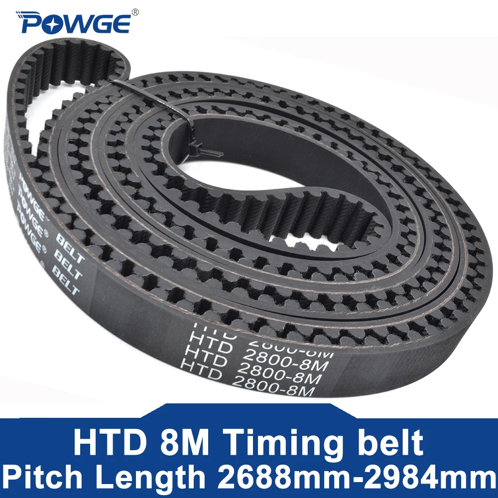 

POWGE HTD 8M Timing belt Lp=2688 2720 2736 2760 2800 2816 2824 2840 2848 2856 2880 2904 2920 2928 2960 2984 Width 15-85mm Rubber