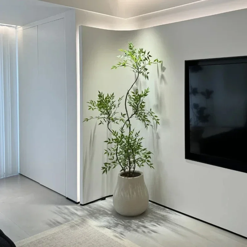 Bamboo Simulation Green Plant Indoor Living Room Bionic False Tree High-end Light Luxury Flower Large Floor Potted Plant