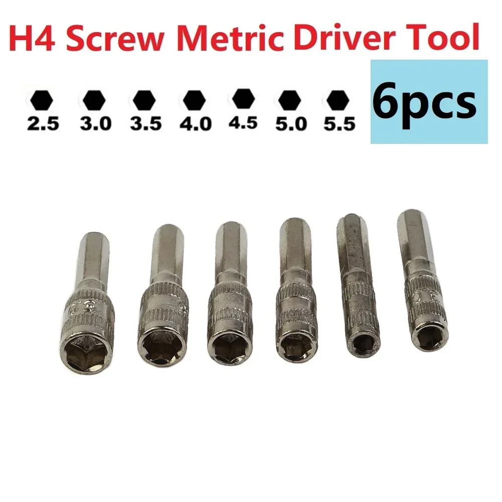 6 Point Hex Socket 6 In 1 6Points 6pcs/Set Shank Accessories Silver Tone Bolts Socket Driver For Car Repairing