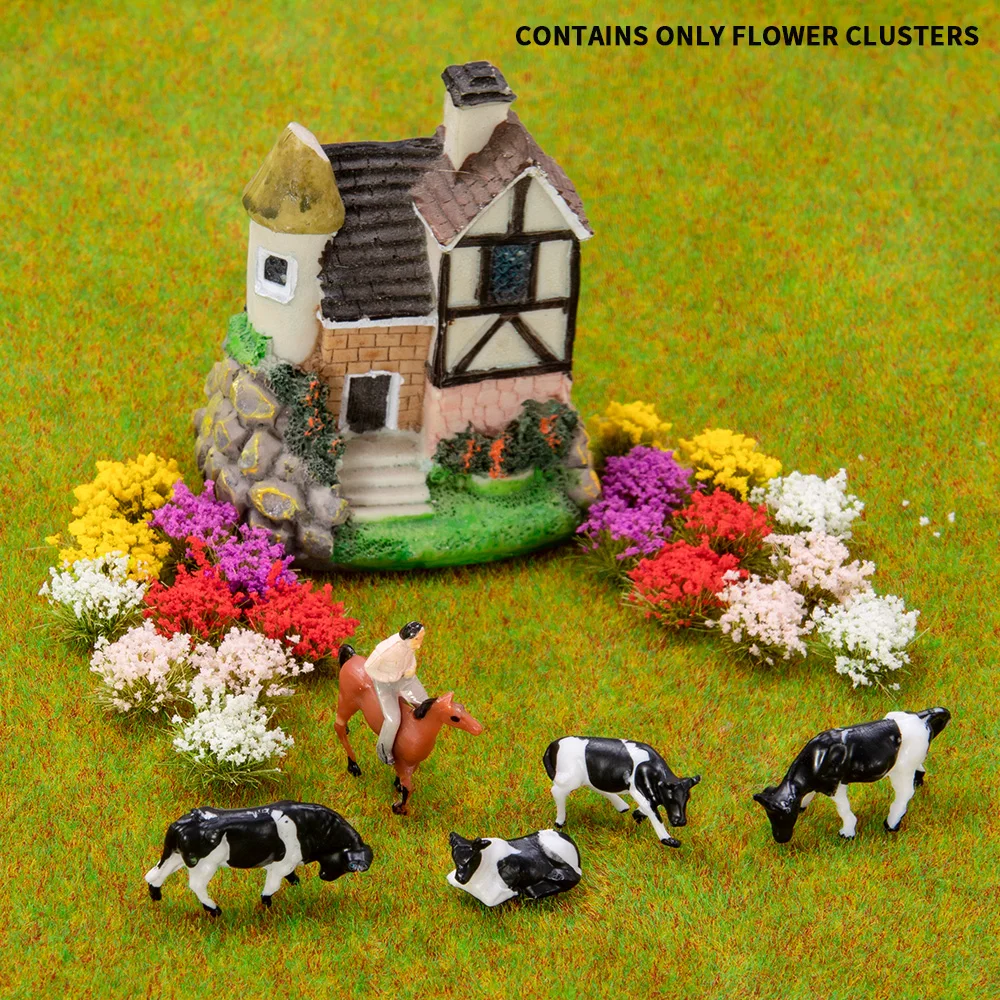 Miniatur-Blumencluster, statisches Grasbüschel für Ho N Diy Modellierung/Militär, Wargaming-Landschaft/Eisenbahn, Zuglayout, Diorama, 1 Box