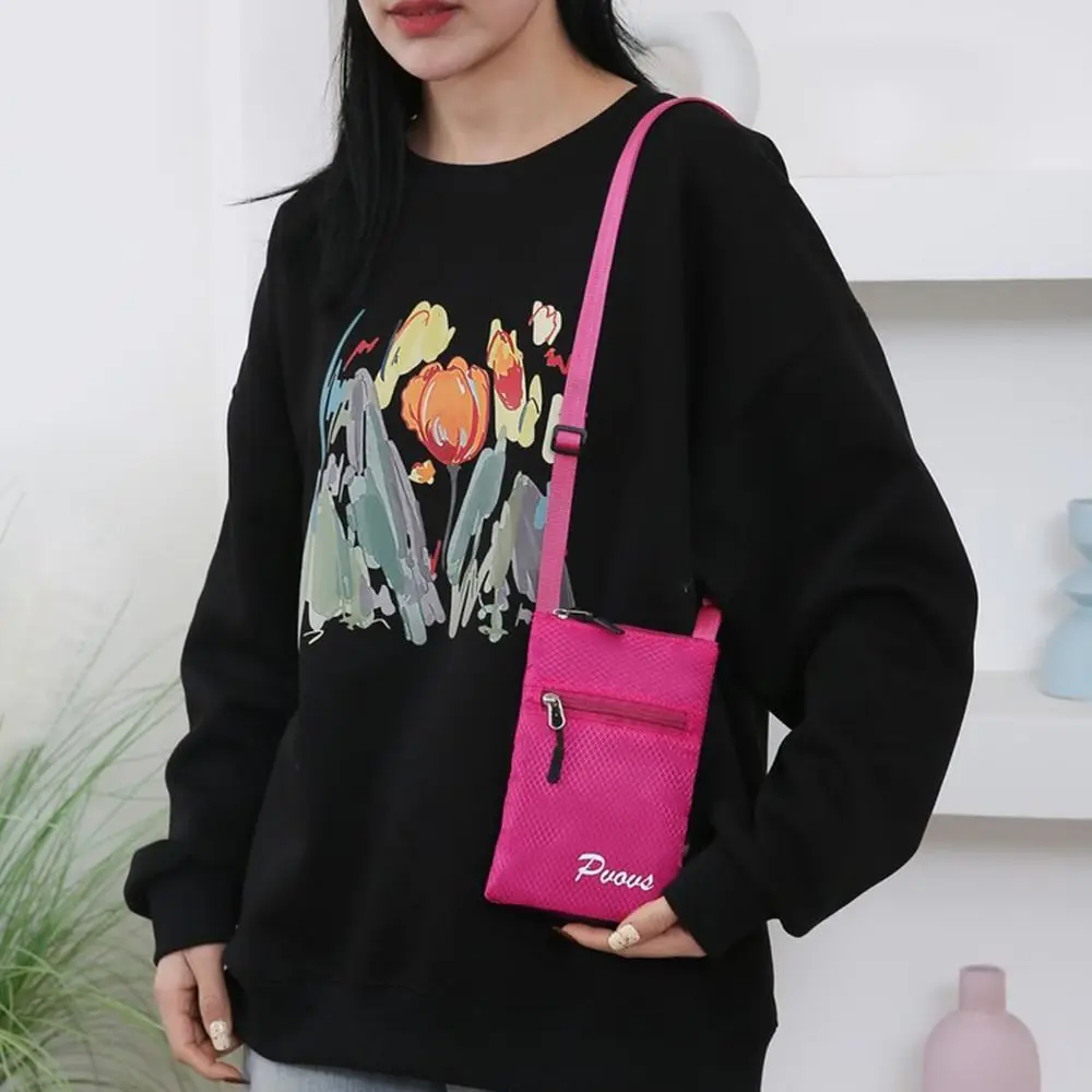 Fashion Multifuctional Square Shoulder Bag Zipper Sports Mobile Phone Pouch Casual Candy Color Coin Pouch Outdoor
