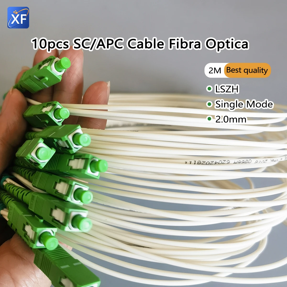 10pcs Fiber Optic Internet Cable SC/APC To SC/APC Single Mode 2M 2.0mm LSZH 9/125μm High Stability Networking Fibra Optica
