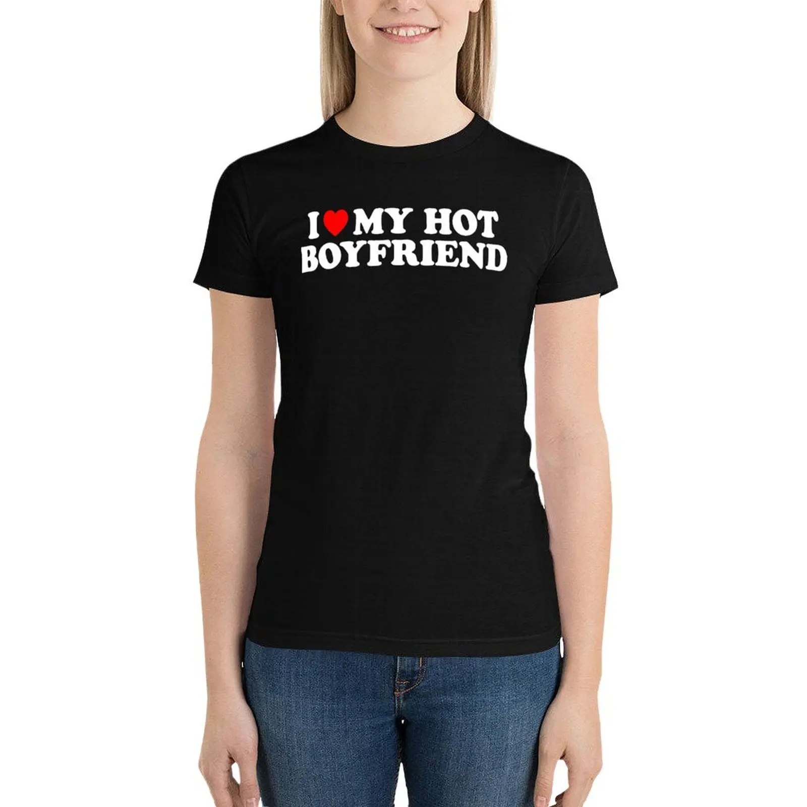 

I Love My Hot Boyfriend Shirt I Heart My Hot Boyfriend T-Shirt summer top tops lady clothes korean Women's clothes