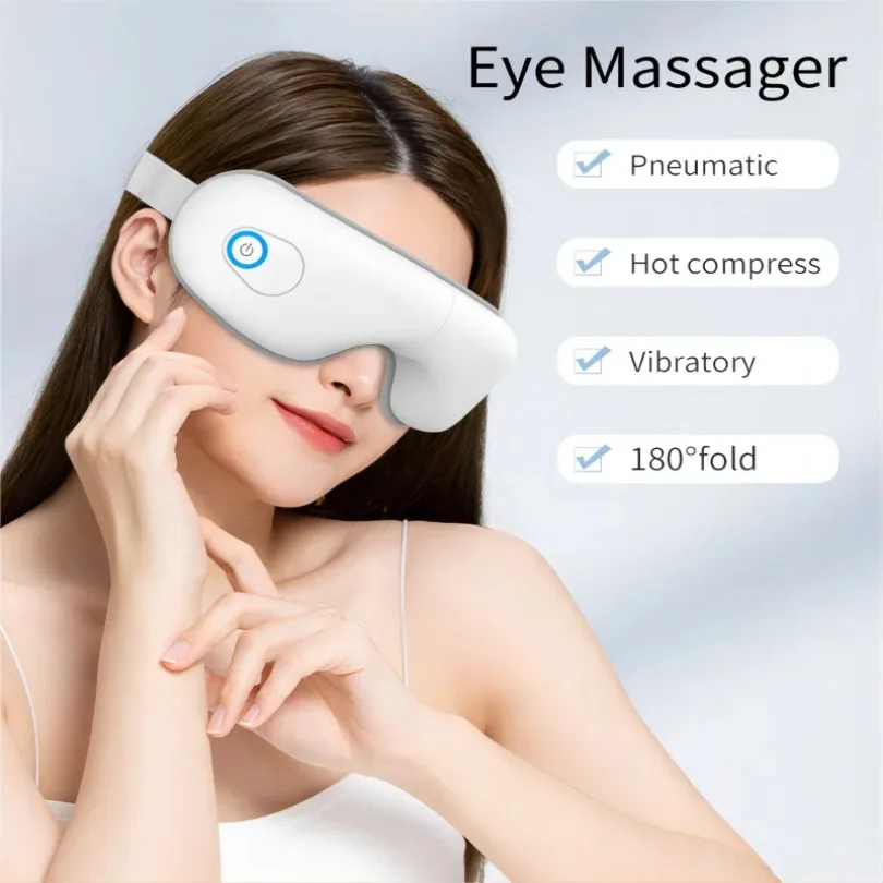 Eye Massager 4D Smart Airbag Vibration Eye Care Instrument Hot Compress Bluetooth Eye Massage Glasses Fatigue Pouch & Wrinkle