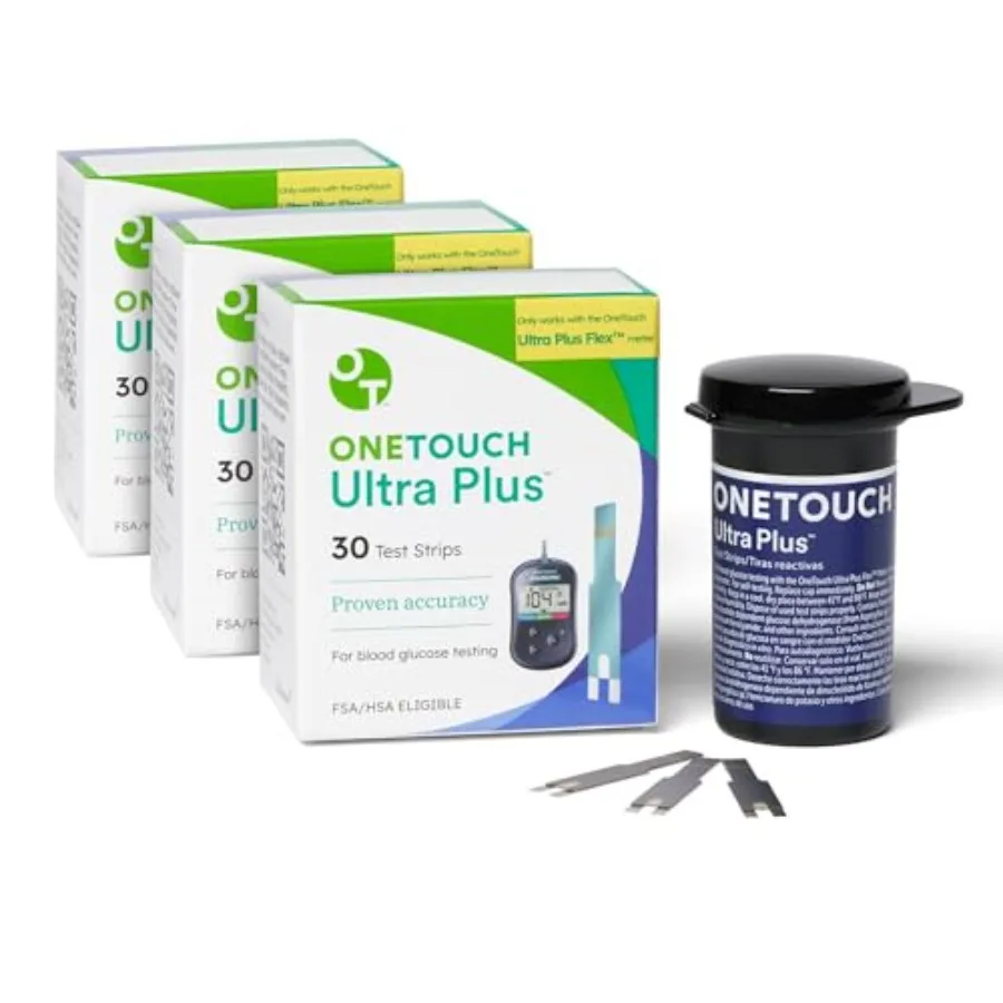 

Ultra Plus Test Strips 90 Count Diabetic Blood Glucose Test Strips for Daily Sugar Monitoring 30 Count Pack 3 Pack Transparent