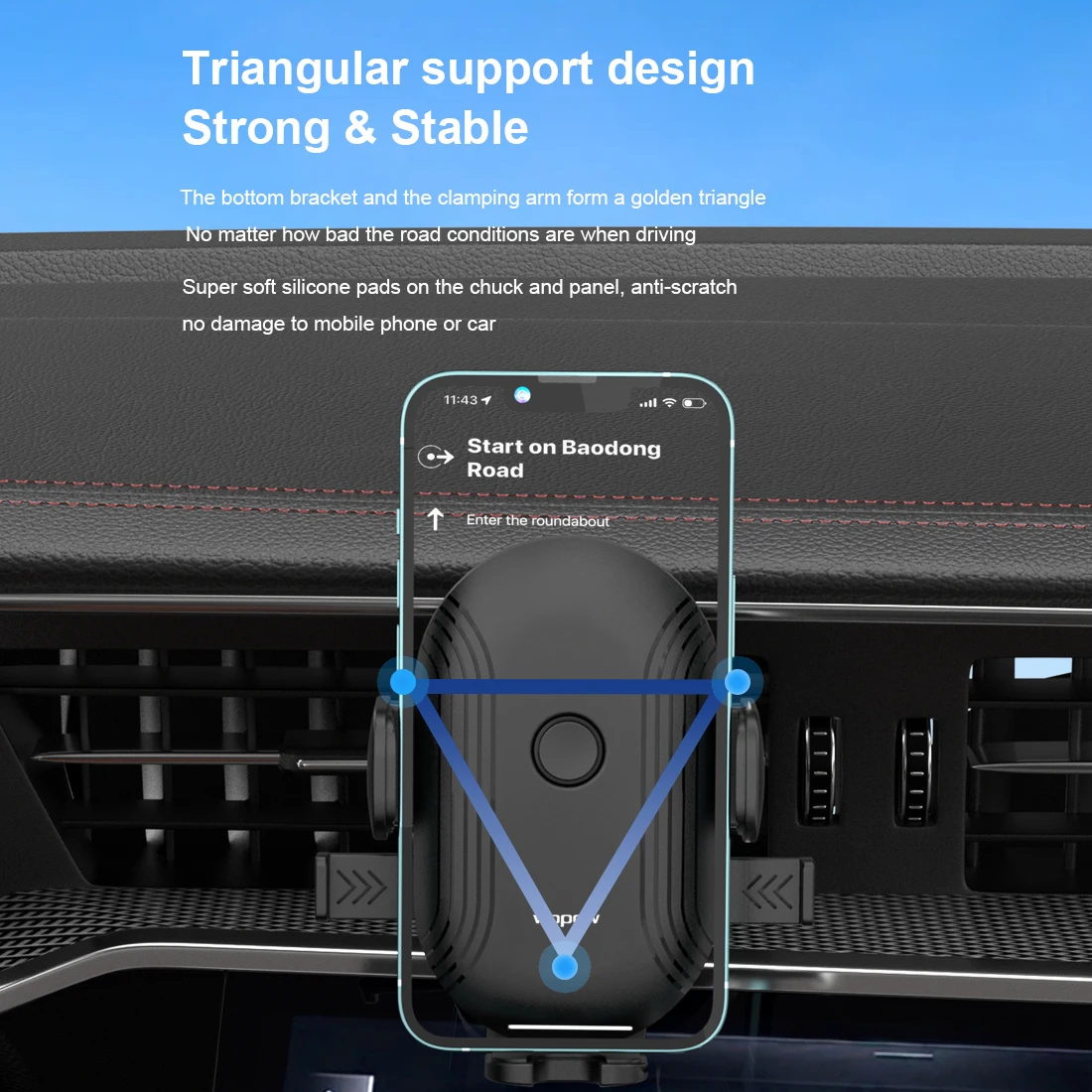 Support pratique de navigation pour téléphone portable dans la voiture, rotation à 360 degrés, évent