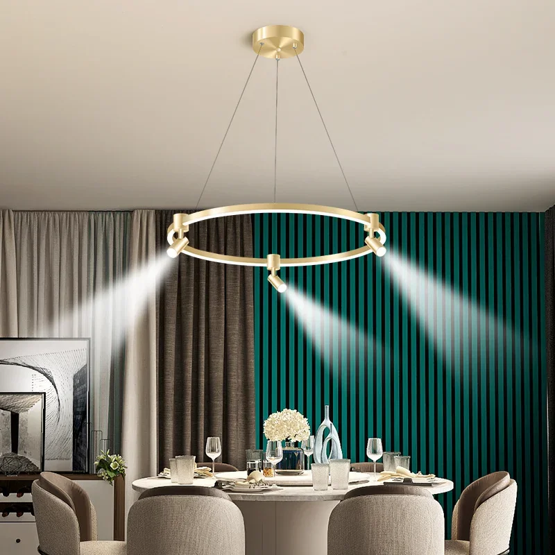 

Modern Ring LED Pendant Lights With Spotlights Suitable For Dining Room Living Room Bedroom Pendant Light Home Decoration Lights