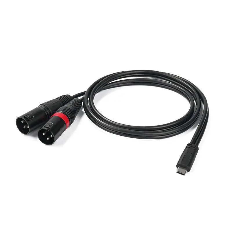 1m Type-C Male to Dual XLR male Phone Amplifier, Digital Audio Cable, Audio Equipment Output, Dual Channel