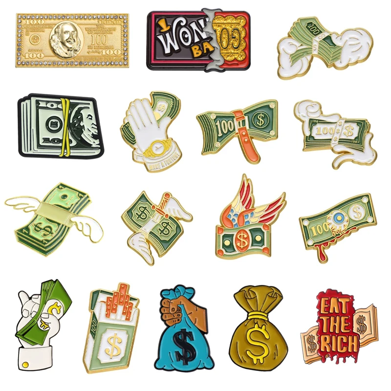 Dollar Money Enamel Pins Creative Million Bill Money Fully Loaded Brooches Lapel Backpack Badge Jewelry Gifts Friends