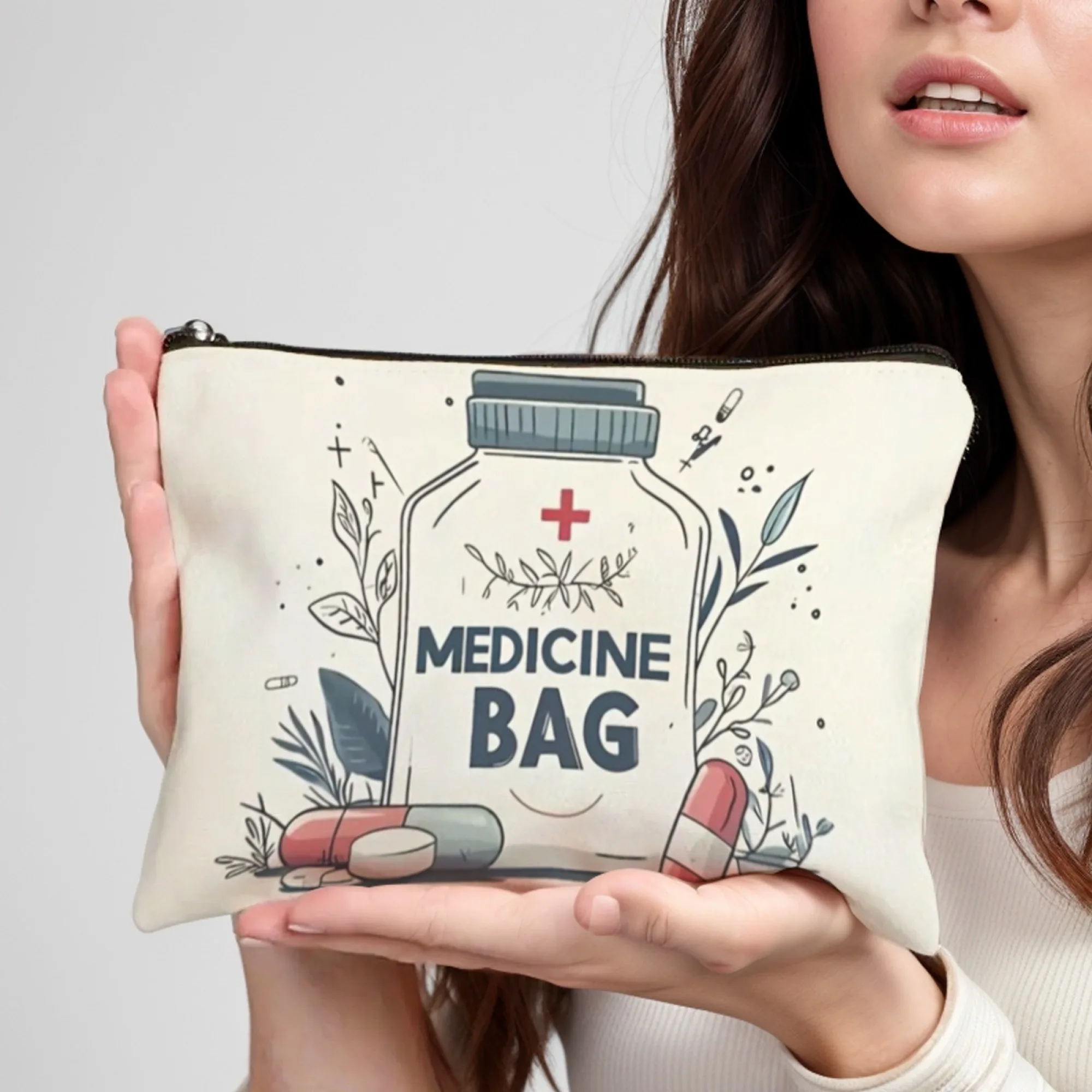 Bolsa de cosméticos con diseño de botella de medicina con tema médico, bolsa de aseo de viaje, bolsa de almacenamiento de medicina, regalo para colegas de pacientes y enfermeras