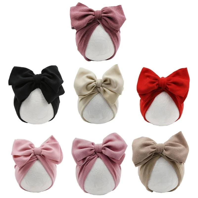 

M76C Baby Hat Girls Bows Turban Hats Infant Photography Props Cotton Kids Accessories Children Hats
