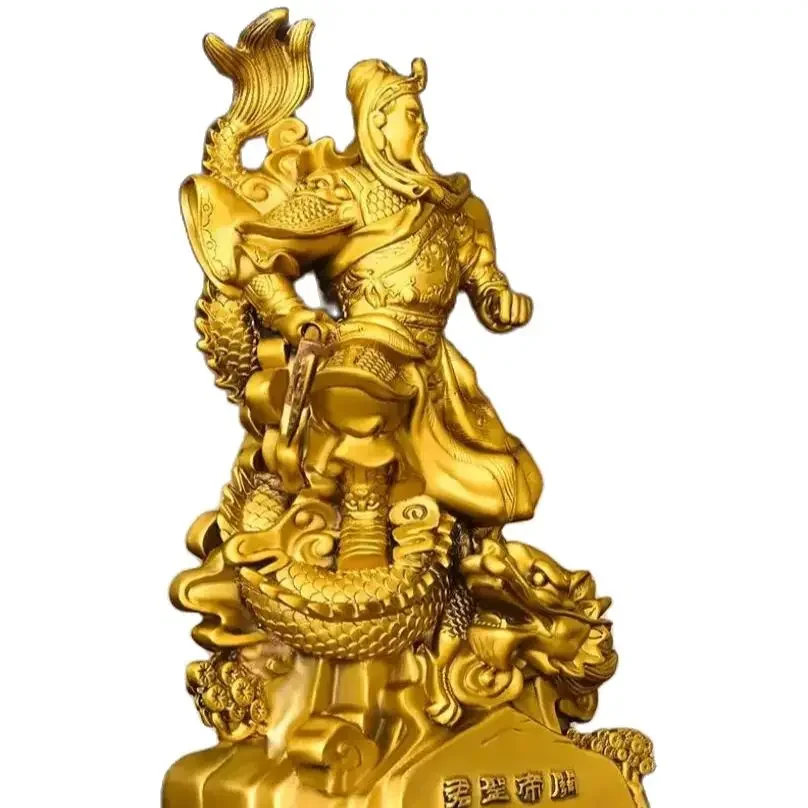 Pure brass dragon riding statue of Guan Gong, home decoration, living room decoration, Guan Yu, Guan Emperor, Holy Lord, Wu Cai