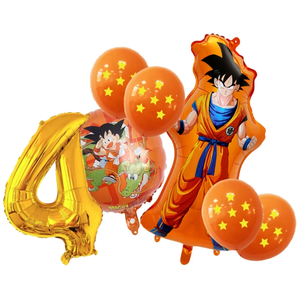 7 قطعة لعبة دراغونز بول جوكو الشكل عيد ميلاد الديكور اللاتكس الألومنيوم احباط بالونات رقمية مزيج وحصيرة مجموعة الاطفال لوازم الحفلات اللعب