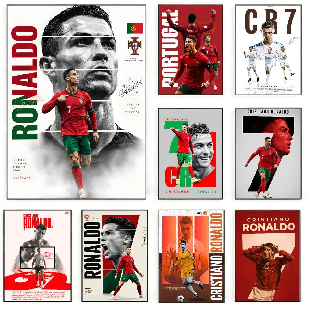 Celebrity Cristiano RonaldoS Poster Poster Nordic HD Self-Adhesive Wall Sticker Home Café Bedroom Living Room Art Decor Gift