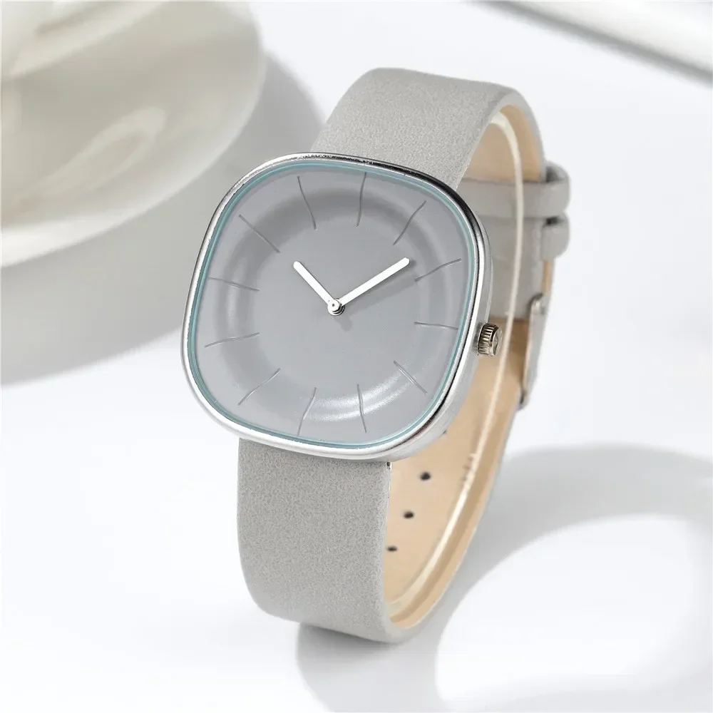 2024 Fashion Brand Women\'s Watch Simple Casual Simple Square 2 Needle Watch for Women Quartz Beige Leather Strap Girls Gift