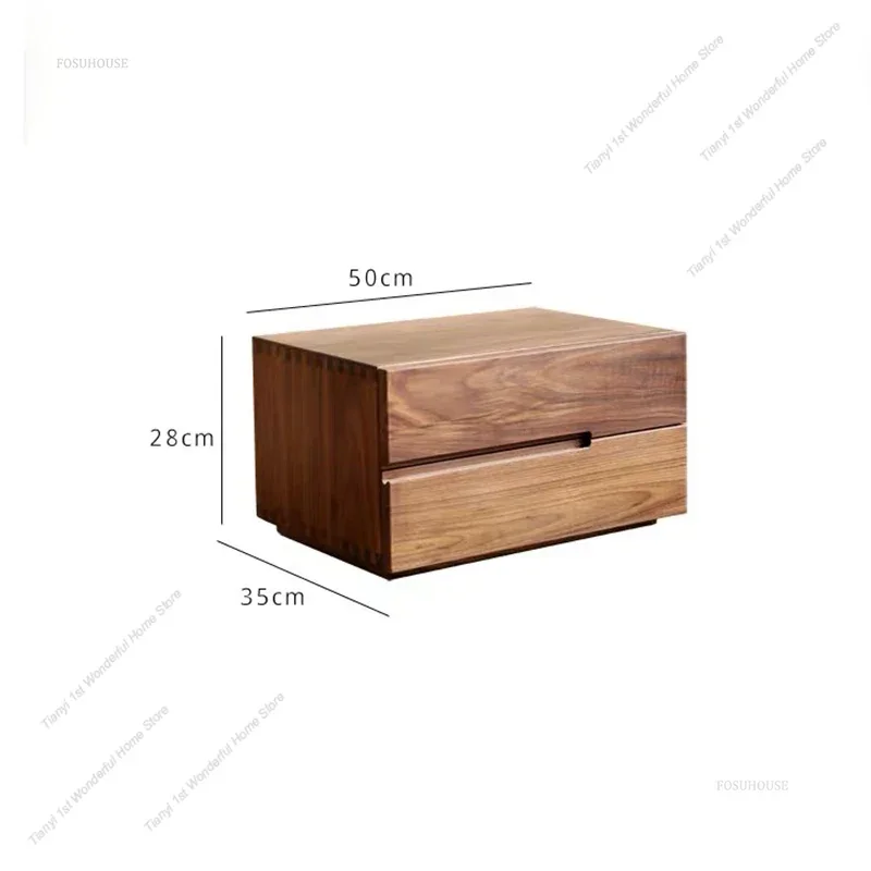 European Solid Wood Nightstands for Tatami Drawers with Hidden Handles Bedside Table Simple Light Luxury Night Table for Bedside