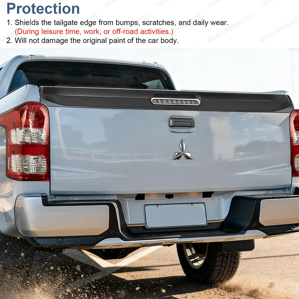 Tail Gate Protector Rear Spoiler Tailgate Cover Guard for Mitsubishi Triton L200 2015 2016 2017 2018 year models Matte Black 1PC