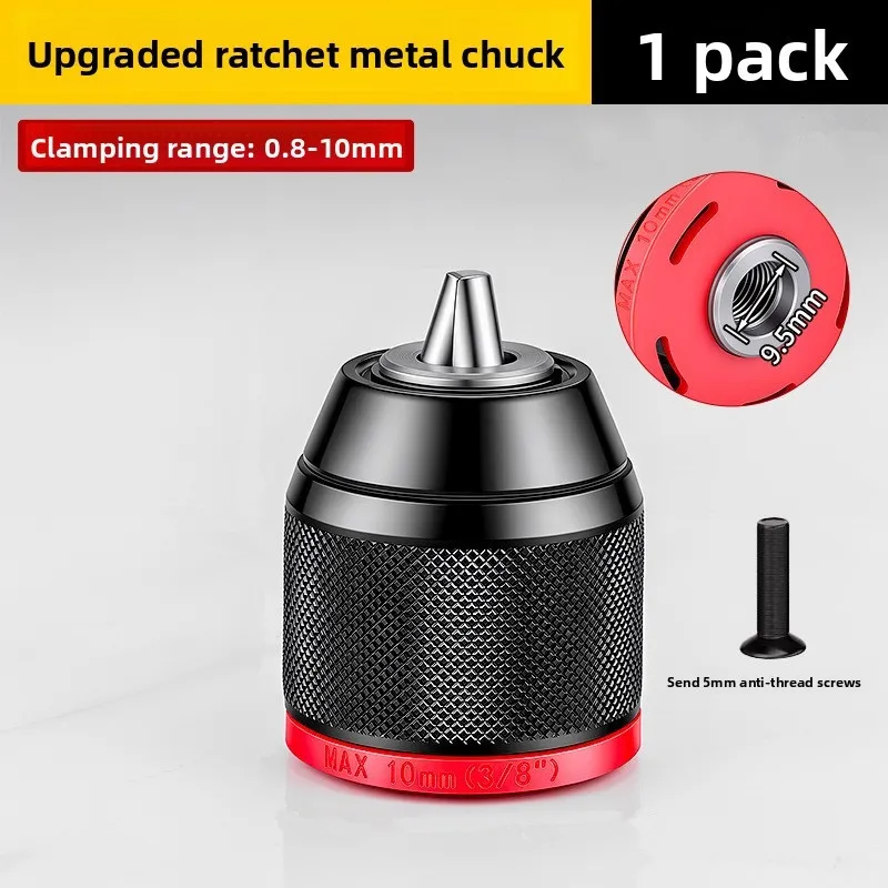 1pc Metal Keyless Drill Chuck,0.8~10mm1.5~13mm,3Jaw Ratchet Self-Lock Chuck,For Electric Hand Drill,Cordless Drill&Lithium Drill gallery 4