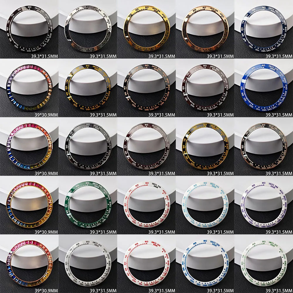 Polychrome Sloped Ceramic Bezel Insert 38.5*30.5mm 39.3*31.45mm for Watch Parts Watch Accessories Replace (No Luminous)