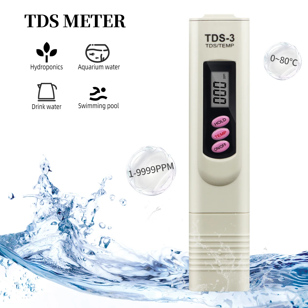 TDS Meter 0-9990ppm Digital PH Meter 0.01 PH High Precision Pen Water Tester TDS&PH Meter 0-14 PH LCD PPM Tester Aquarium Filter