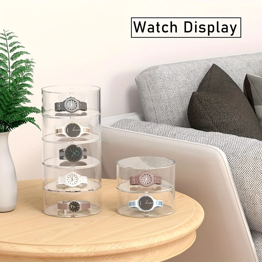 Clear Acrylic One-Layer Round Belt Organizer: 14cm Diameter, 6.5cm Height, Jewelry & Accessories Storage