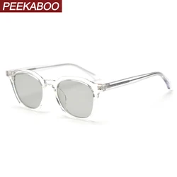 Peekaboo korean style retro sun glasses for women TR90 polarized sunglasses for men unisex grey black acetate uv400 accessories