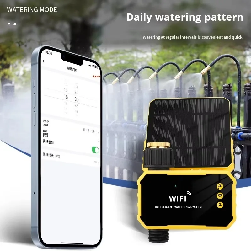 Solar Powered WiFi Remote Control Automatic Flower Watering System Adjustable Plastic Atomizing Sprinkler for Garden