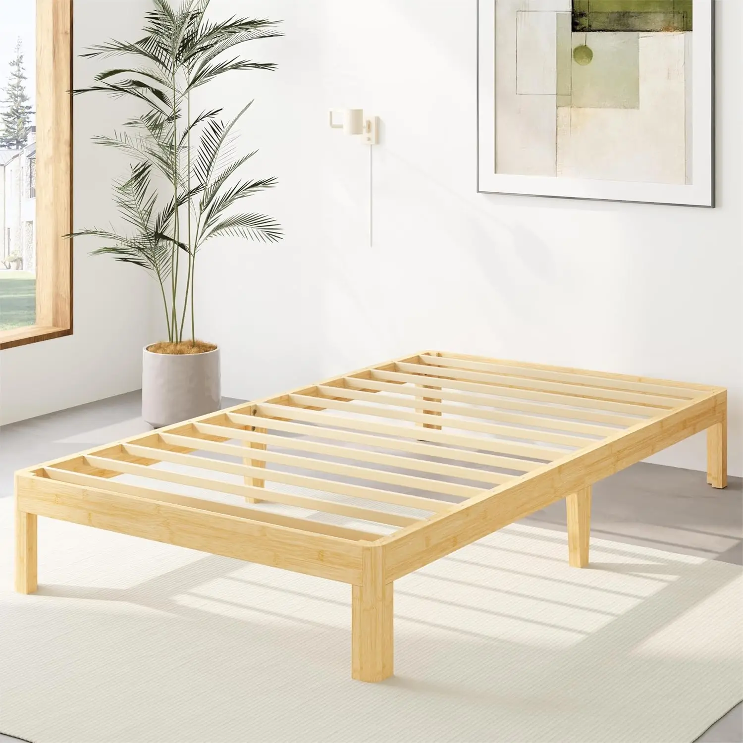 14 Inch High-qualtiy Bamboo Wood Frame Bed (Twin XL) view 3