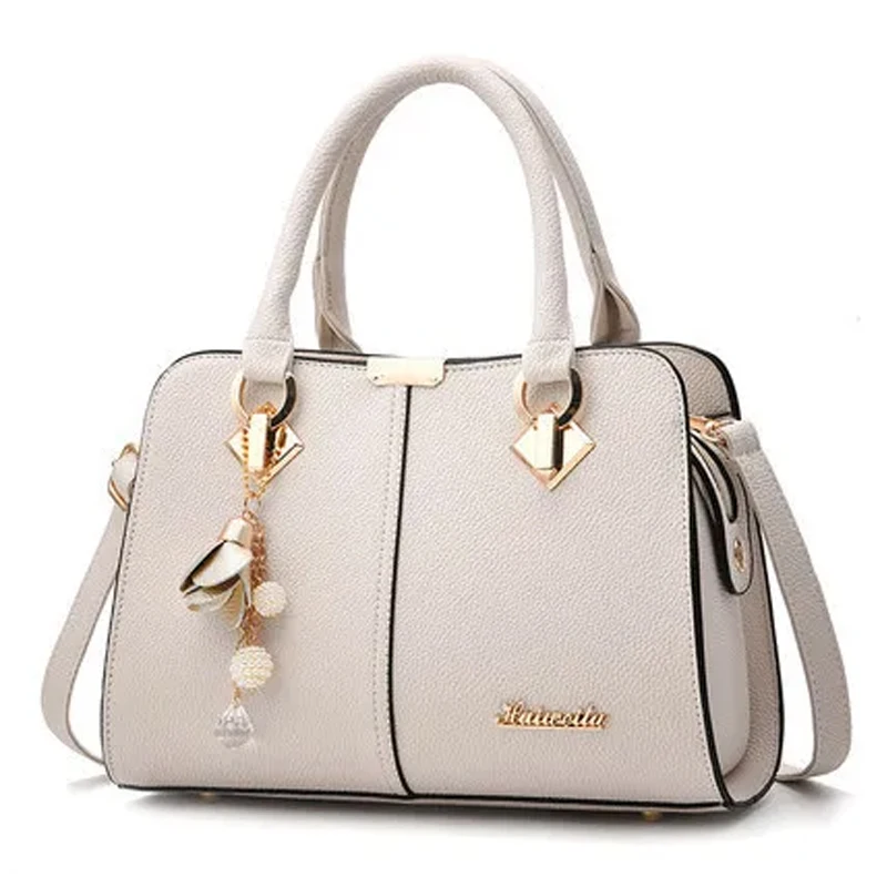 Elegant Double Handle Purse, Women\'s Fashion Zipper Handbag, Casual Faux Leather Shoulder Bag