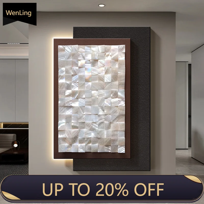 Black And White Minimalist Entrance LED Wall Lamp, High-end And Three-dimensional Geometric Corridor Hanging Painting, Simple An