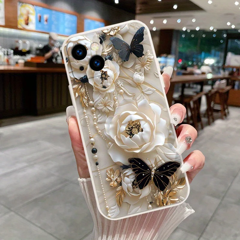 Custodia lucida e carina con bella farfalla rosa per iPhone 17 16 15 14 13 12 11Pro Max Plus