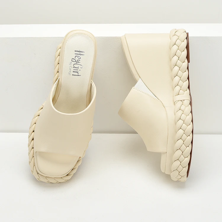 

Модные повседневные вязаные туфли-мюли на высоком каблуке с квадратным носком и платформой для праздников, женские сандалии