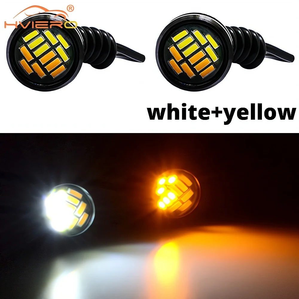 

23mm 4014 12Smd Eagle Eye Turn Signal White Yellow DayTime Running Light Spot Lamps Backup Car Motor Led Parking Day Lamp Modify