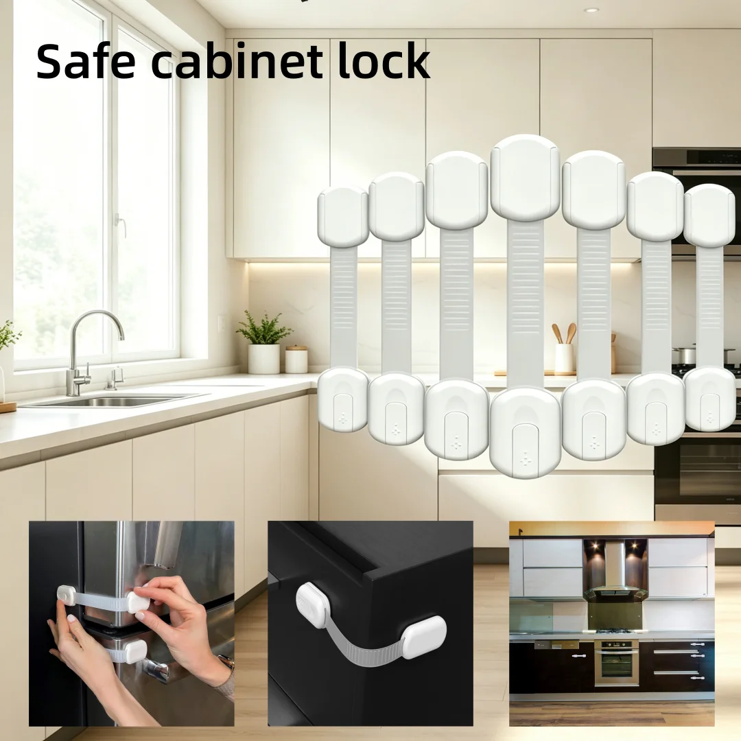 Child Protection and Baby Protection Cabinet Lock, Non Perforated, Used for Drawers, Refrigerators, Dishwashers, Cabinets, Ovens