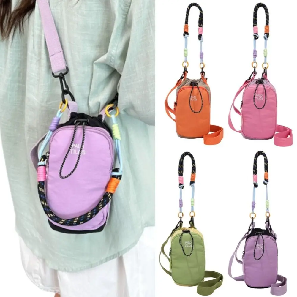 Dopamine Style Water Bottle Bag with Phone Pocket Hands-Free Drawstring Crossbody Bag Creative Universal Mobile Phone Pouch