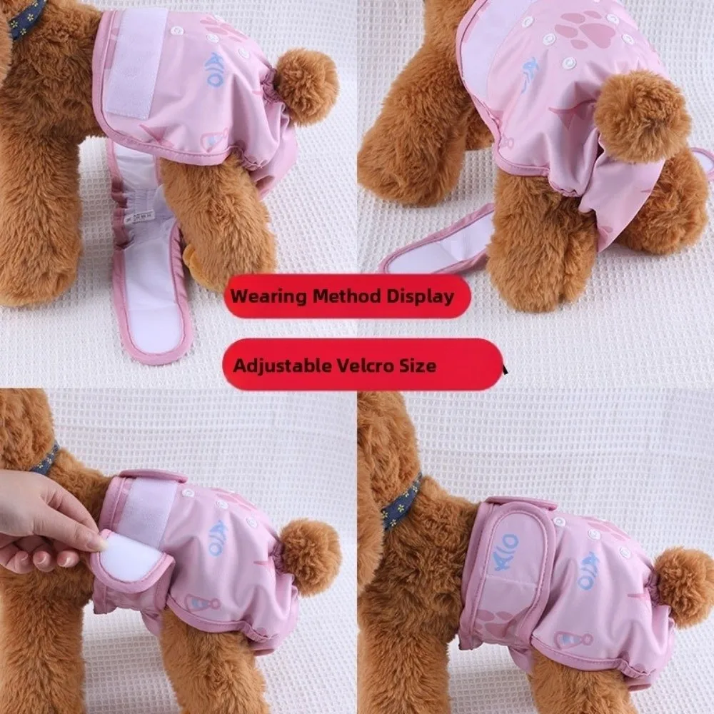 Washable Pet Sanitary Pants Breathable Adjustable Female Dog Diapers Snaps Belly Leak Protection Pet Physiological Pants