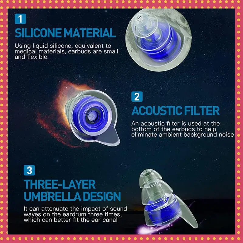 

B74A 2 Pairs Black Ear Plugs With Fitler, Hearing Protection For Djs, Nightclub, Concert, Motorcycles