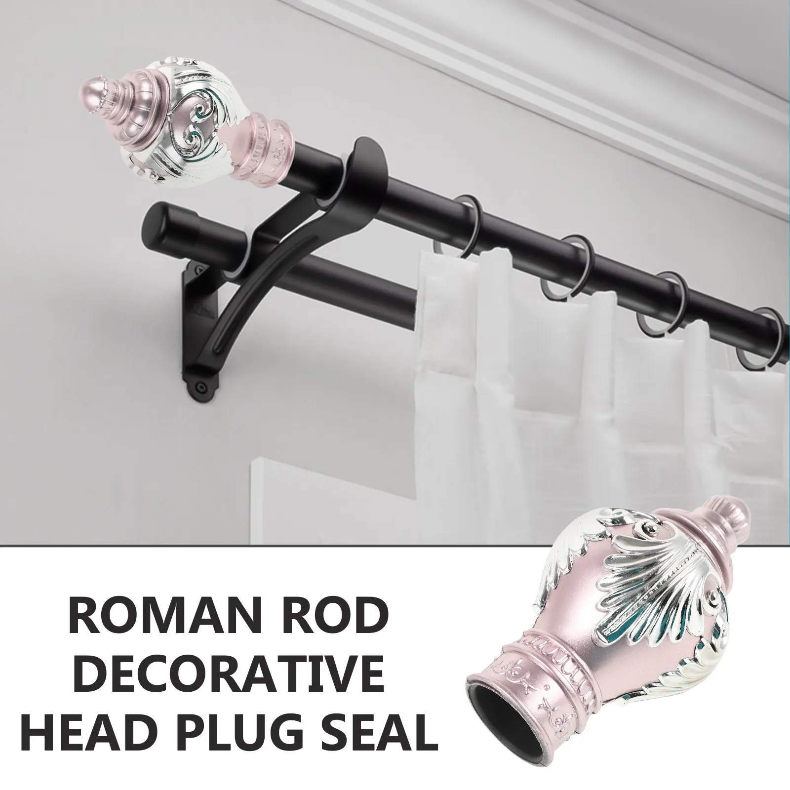 Decorative Curtain Rod Finials End Caps for Window Curtains Rods Modern Simple Design Easy Install No Tools Needed Strong