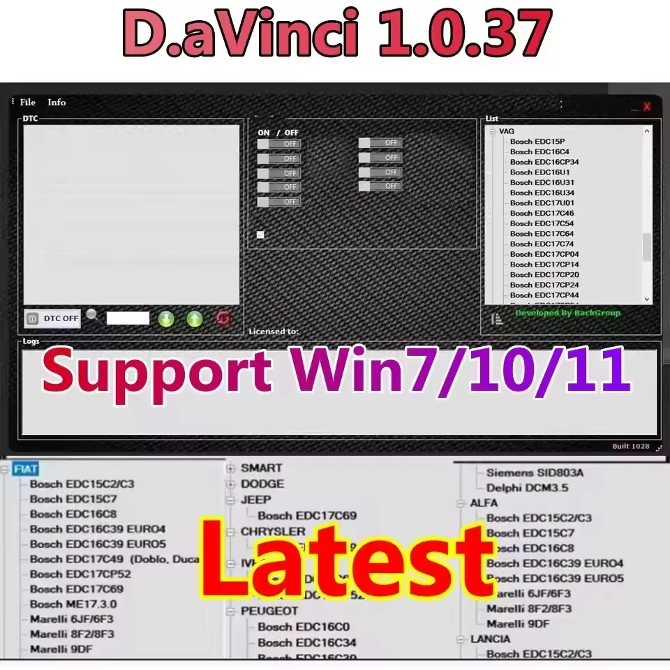 2026 Hot Davinci 1.0.37 Full Function Software 2026 Hot Selling Compatible with Win7/10/11 Fit K.ESS/K.TAG 3 Lifetime Support