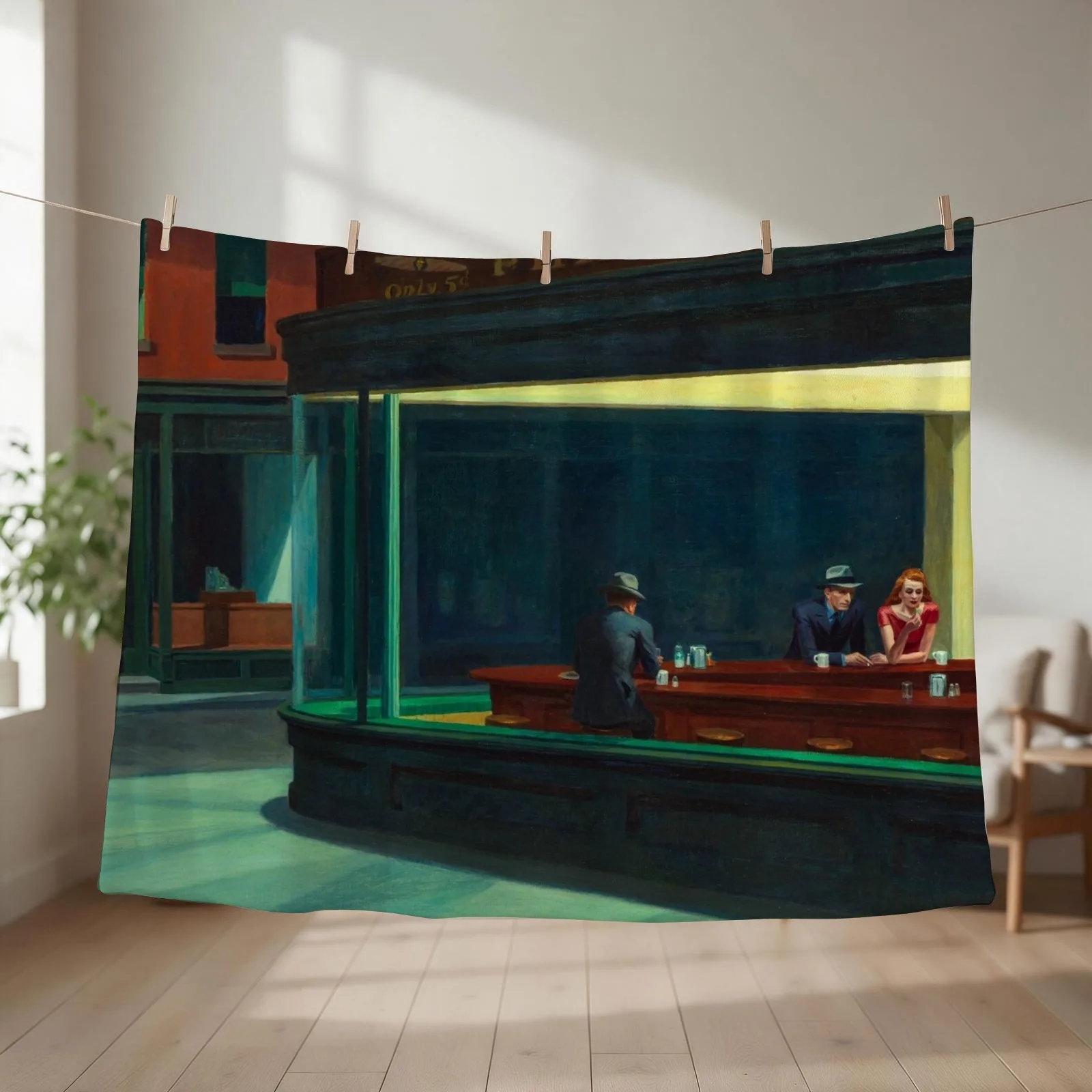 New Nighthawks by Edward Hopper Throw Blanket couch cozy soft plush fuzzy picnic outdoor blanket