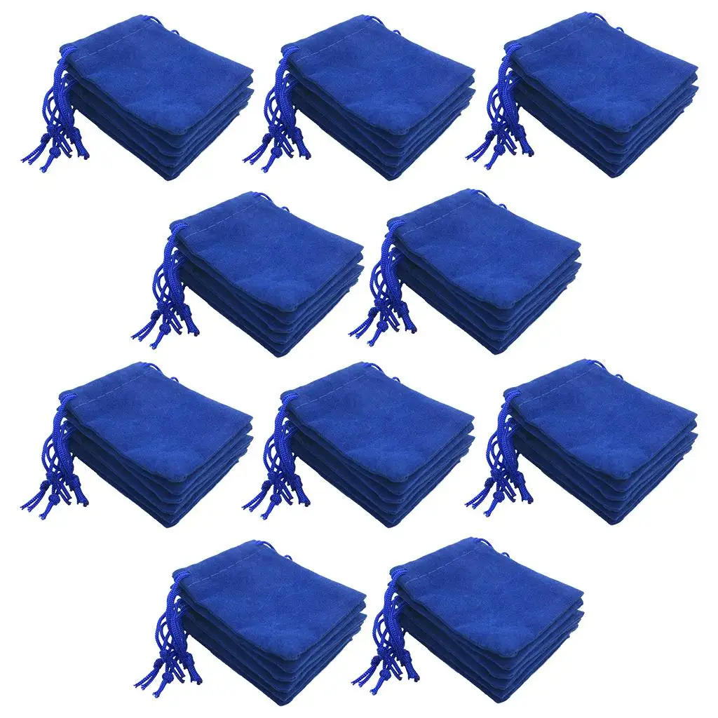 

50pcs Blue Velvet Pouch Sack for Wedding Jewelry Party Favors Bulk