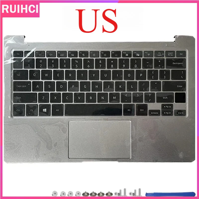 Per NT730XBE NP730XBE NUOVO LCD Del Computer Portatile Della Copertura Posteriore/Palmrest/Custodia Inferiore/Cerniere Laptop Top Screen Della Copertura Posteriore Borsette Argento