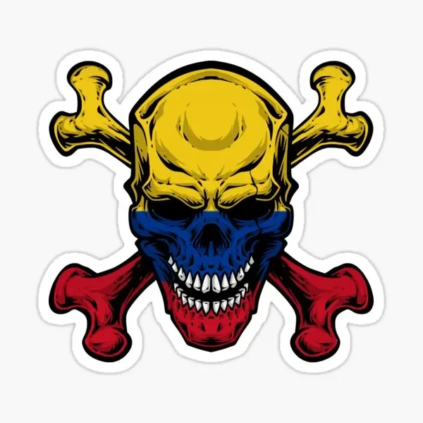 Colombia COL Skull Flag Map Funny Stickers Bicycle Car Bumper Truck Table Motorcycle Off-road Racing Helmet PVC Decal Assecories