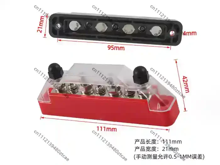 48V 150A 7 Way Power Distribution Block High Current Terminal Bus Bar 4 Terminals With 3 Wiring Screws For Vehicle