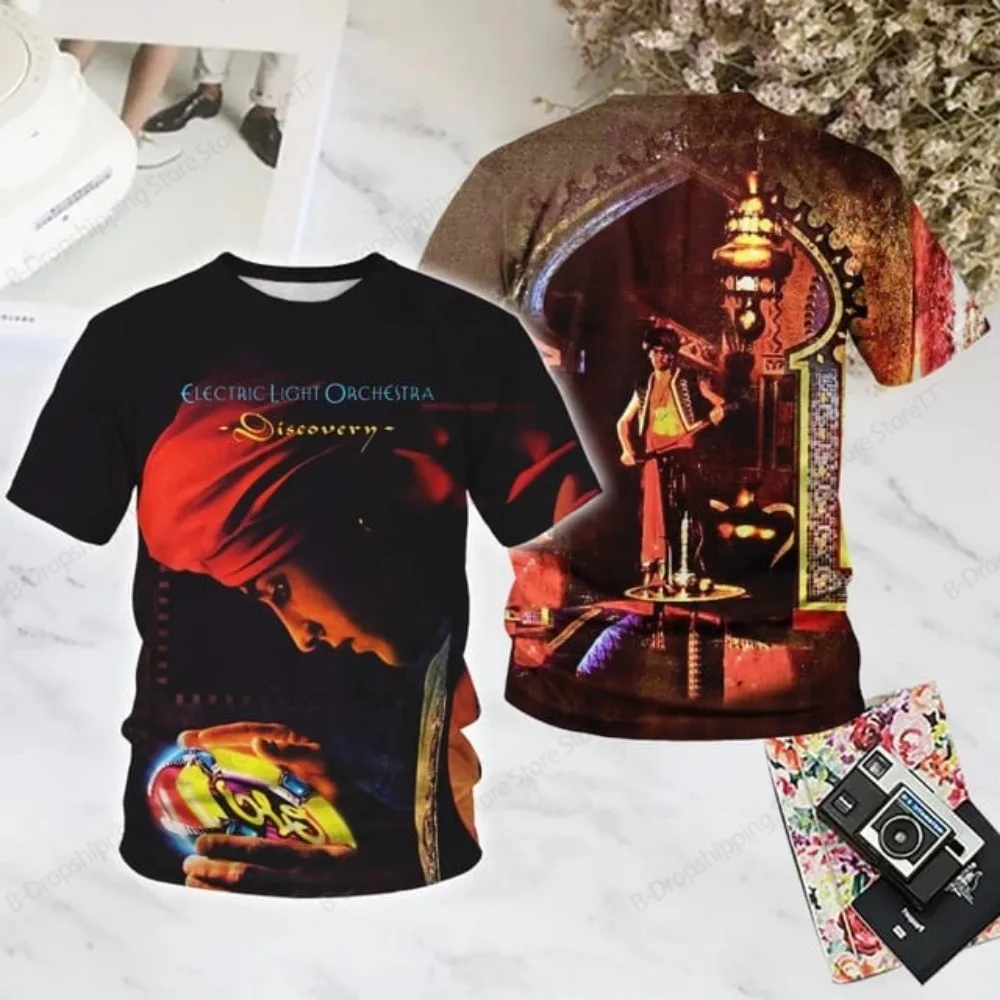 Camiseta con estampado 3d de banda de orquesta de luz eléctrica para hombre y mujer, camisetas de manga corta de Hip Hop a la moda, camisetas de álbum Rock, ropa para hombre