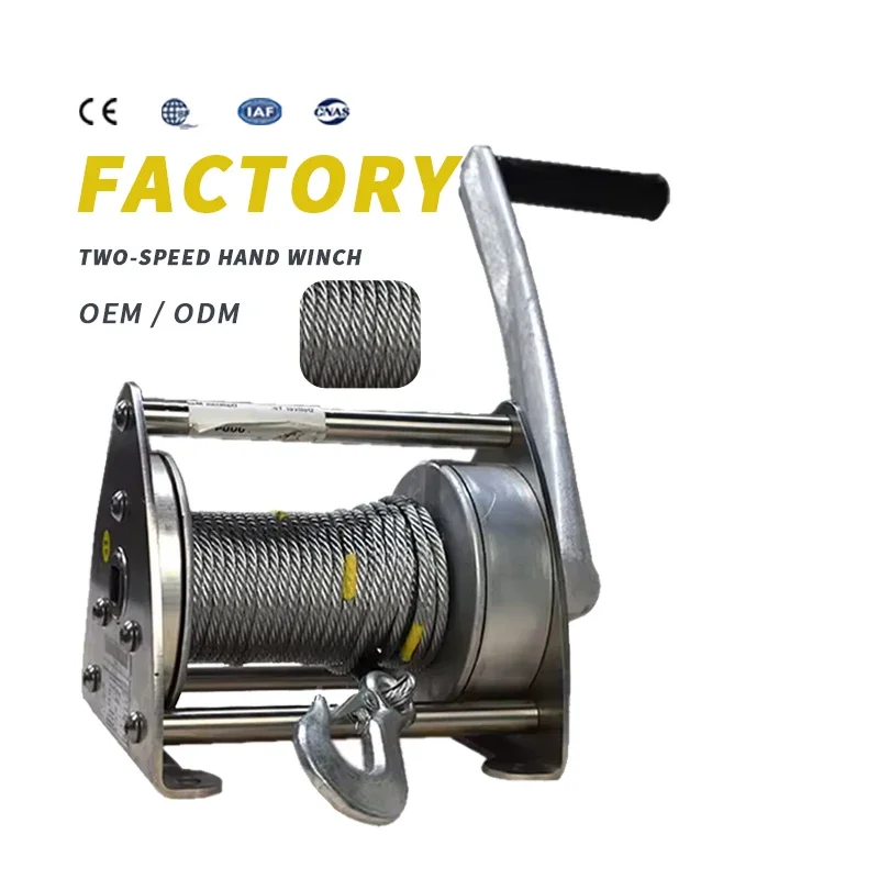 Heavy           Stainless Steel Hand Winch 0.2/0.5/0.8 Ton - Manual Crank Lifting Hoist with Brake