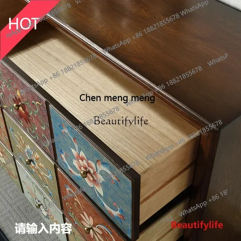 New style New Rural American solid wood three-draw cabinet hand-painted small locker ss 8617