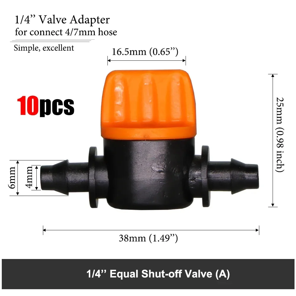 Garden Water Connector for 1/4'' 1/8'' Tubing Hose Accessories Joint Adapter Barbed Tees Cross Eng Plug Equal Adaptors