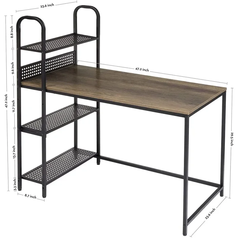 Modern Minimalist Computer Desk with Integrated Bookshelf Multifunctional Writing Table for Home Office Student Study